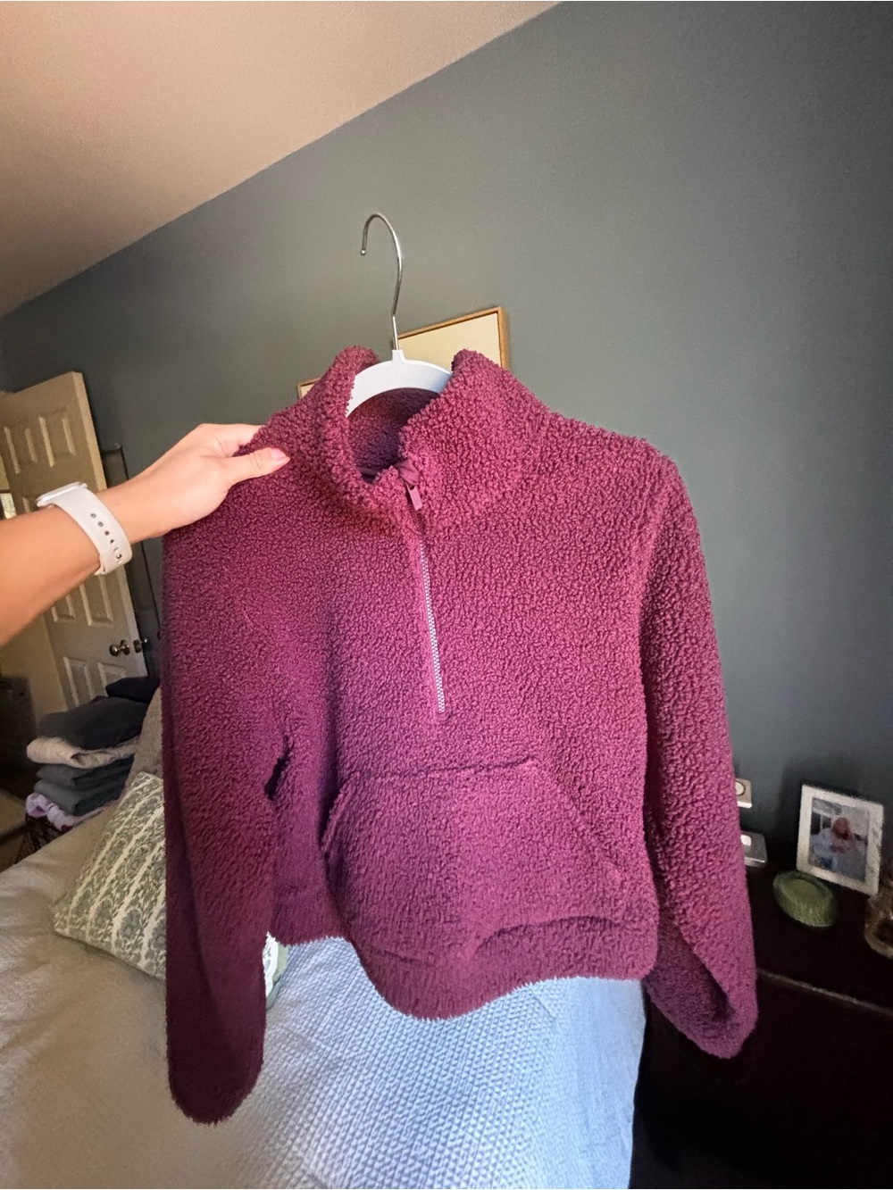 all in motion Plum Teddy Sherpa Half-Zip Jacket